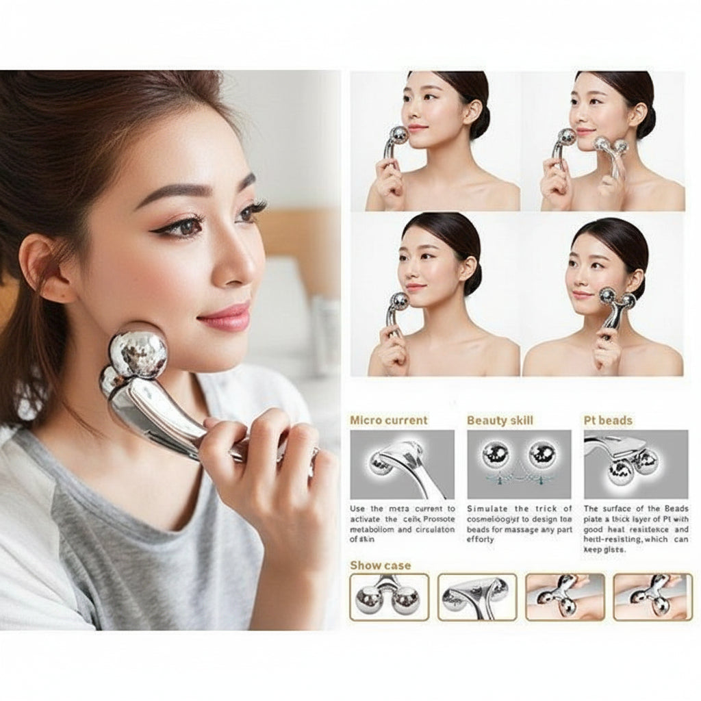 3D Face Roller Massager (Lift, Tone & Glow Tool)