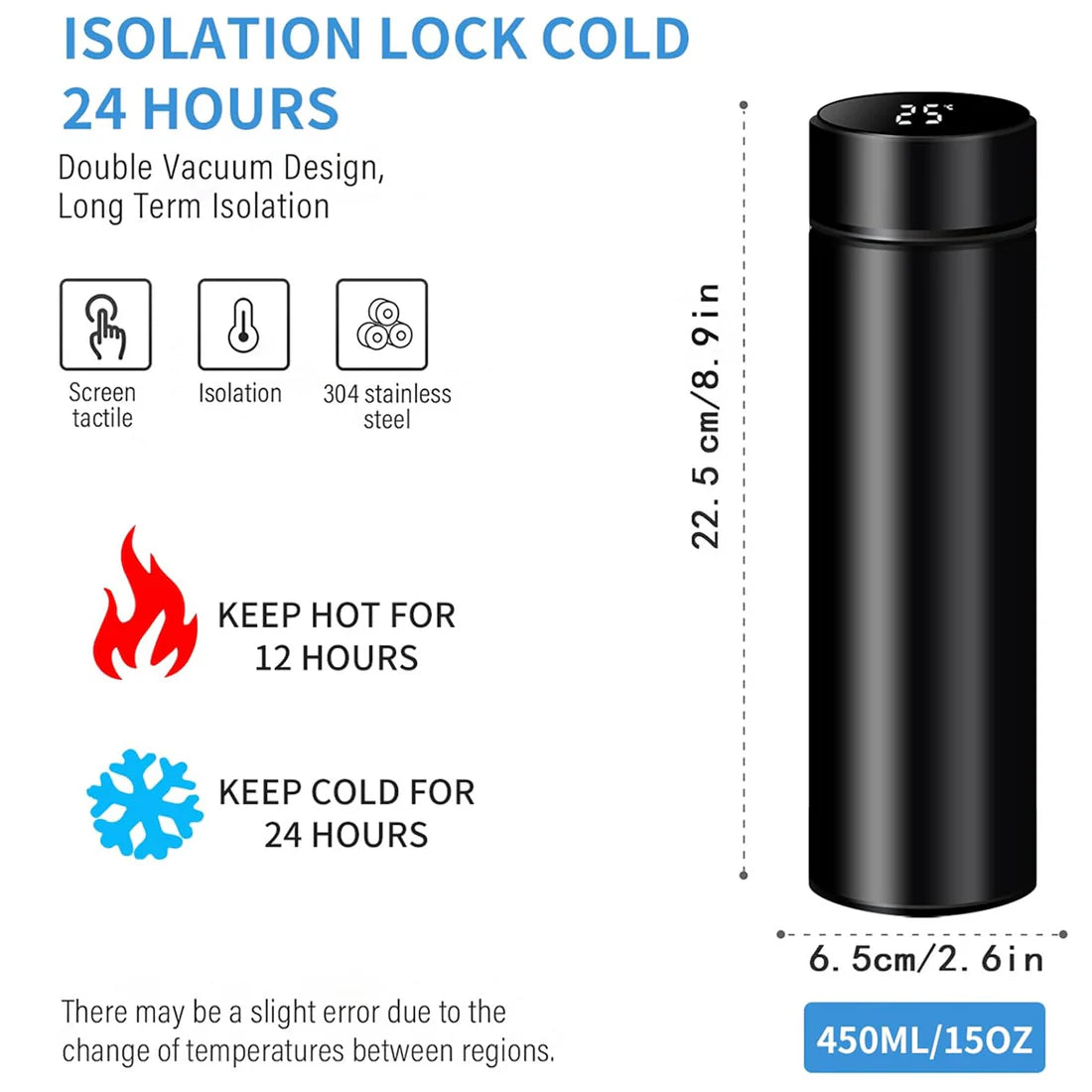 Smart Vacuum Insulated Water Bottle with LED Temperature Display (500ml) – Hot & Cold