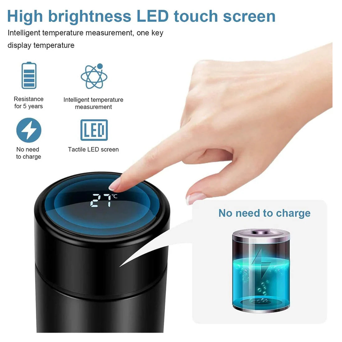 Smart Vacuum Insulated Water Bottle with LED Temperature Display (500ml) – Hot & Cold