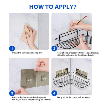 Metal Corner Shower Shelf – No-Drill Bathroom Storage Rack (2 Pc Set)