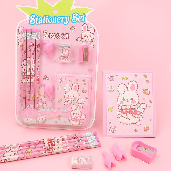 Kids' Stationery Kit: Wooden Pencils, Sharpener, Eraser, Diary (9 Pc Set)