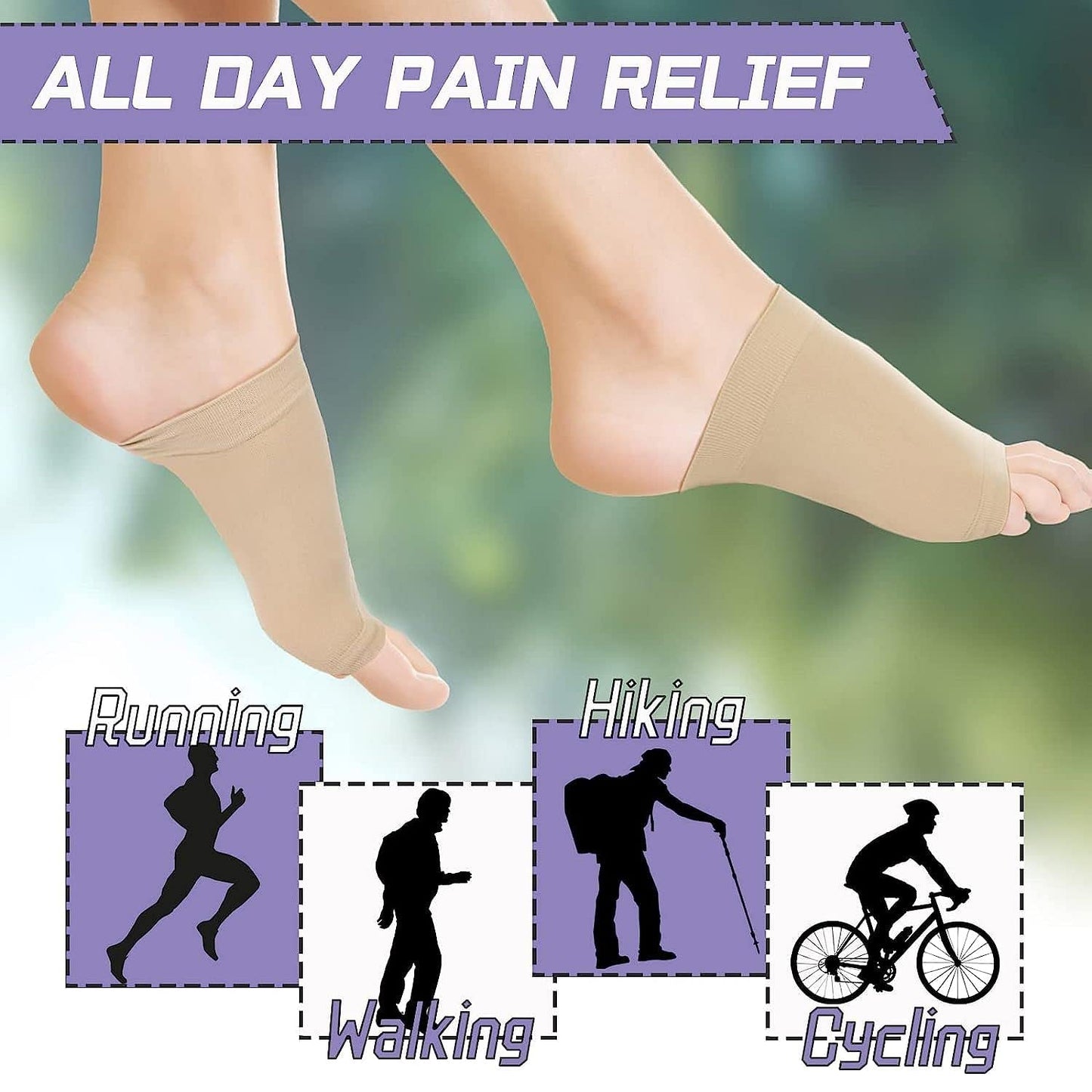 Foot Arch Support Sleeve with Cushion – Pain Relief for Flat Feet & Plantar Fasciitis (1 Pair)