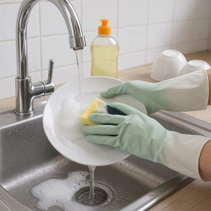 Latex Household Cleaning Gloves (2 Pair / Multi-Color)