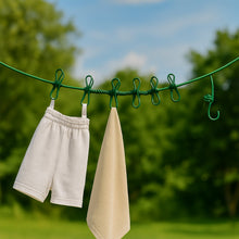 Elastic Cloth Drying Rope with 12 Metal Clip Portable Clothes line For Home & Travel