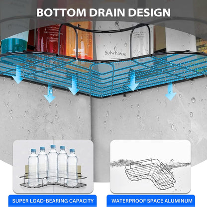 Metal Corner Shower Shelf – No-Drill Bathroom Storage Rack (2 Pc Set)