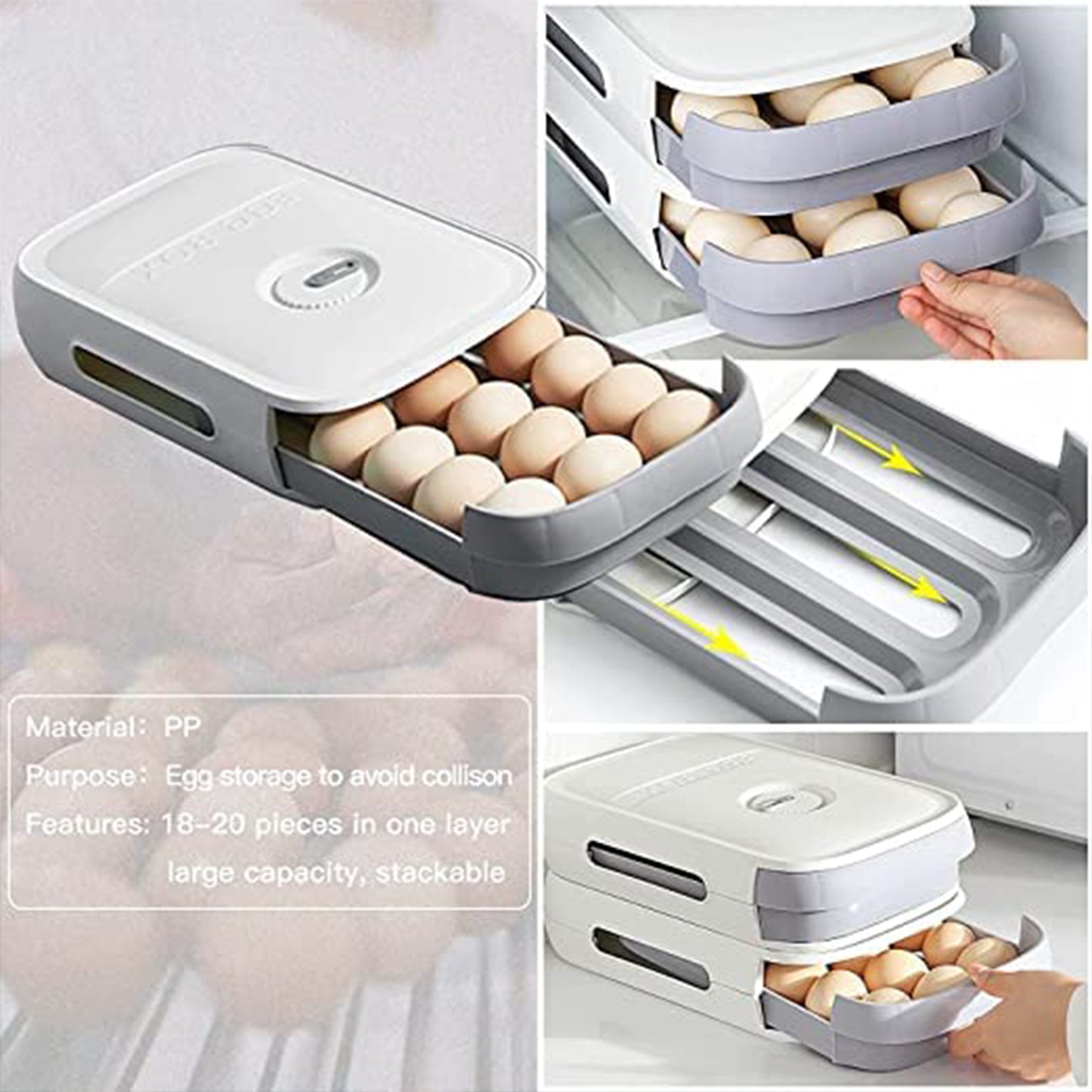 Premium Egg Storage Box – Slide-Out Egg Drawer for Fridge (1 Pc) | Space-Saving Organizer