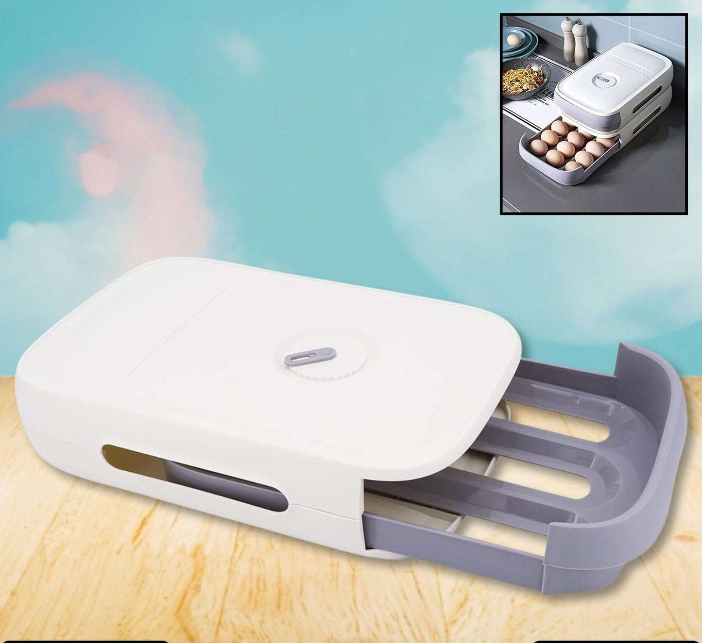 Premium Egg Storage Box – Slide-Out Egg Drawer for Fridge (1 Pc) | Space-Saving Organizer