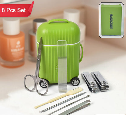 Mini Travel Manicure & Pedicure Grooming Kit (8-Piece Set with Trolley Case)