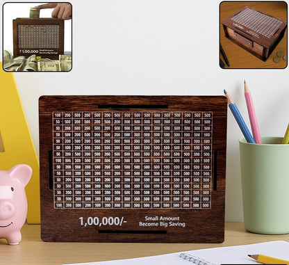 Wooden Savings Challenge Money Box (1 Pc) – Kids & Home Saving Bank