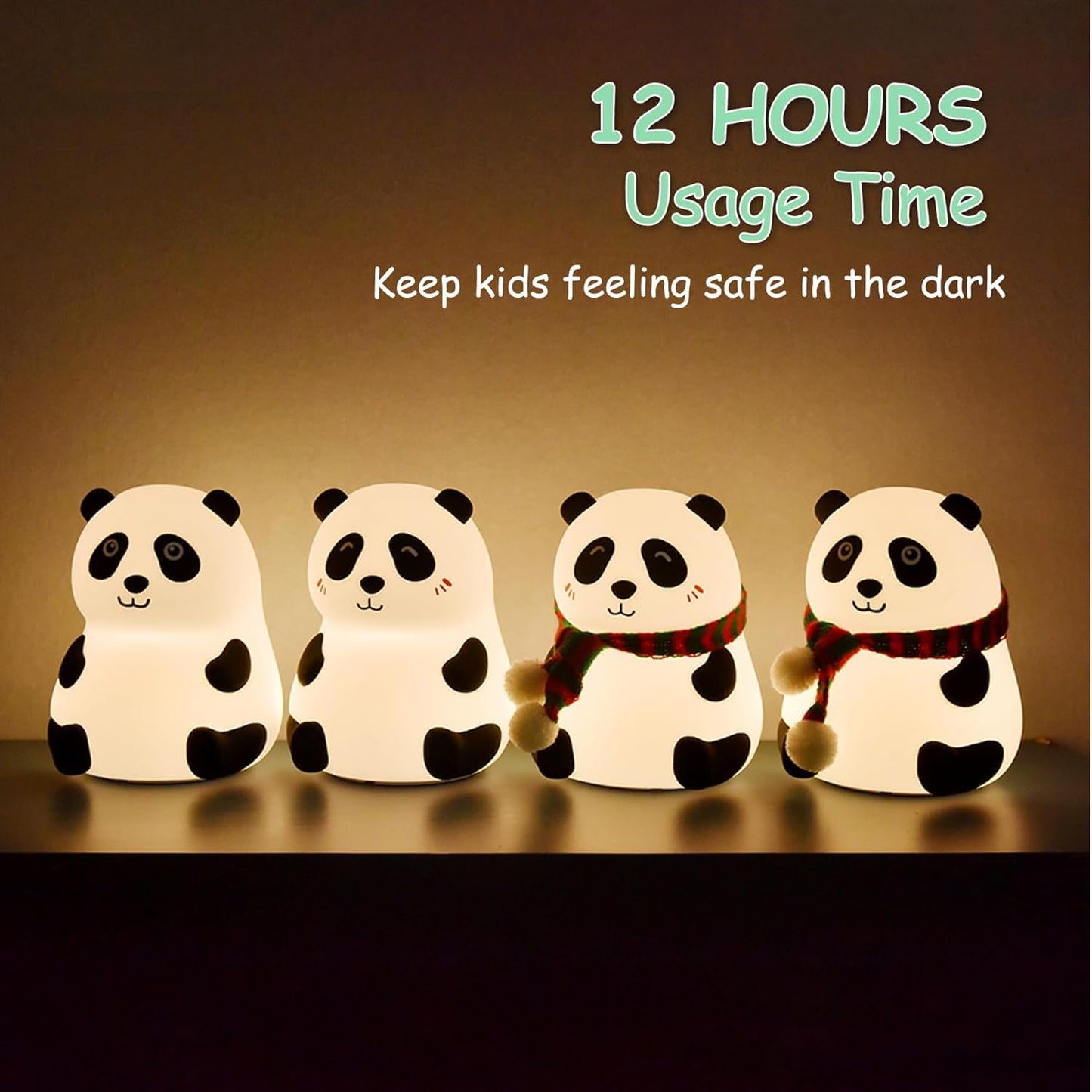 Panda 7-Color LED Silicone Touch Night Lamp (USB Rechargeable)