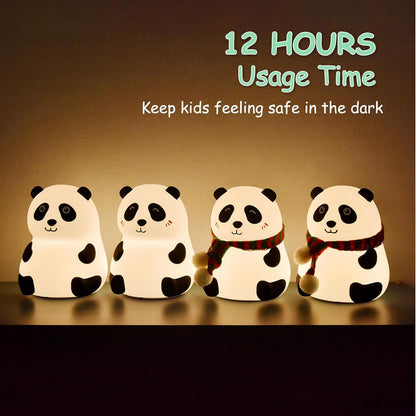 Panda 7-Color LED Silicone Touch Night Lamp (USB Rechargeable)