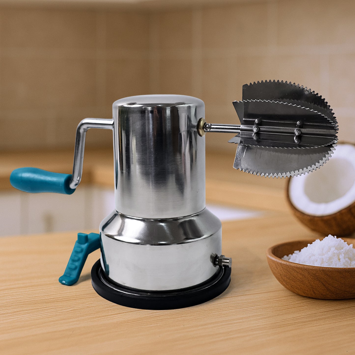 Stainless Steel Coconut Scraper With Vacuum Base (1 Pc)