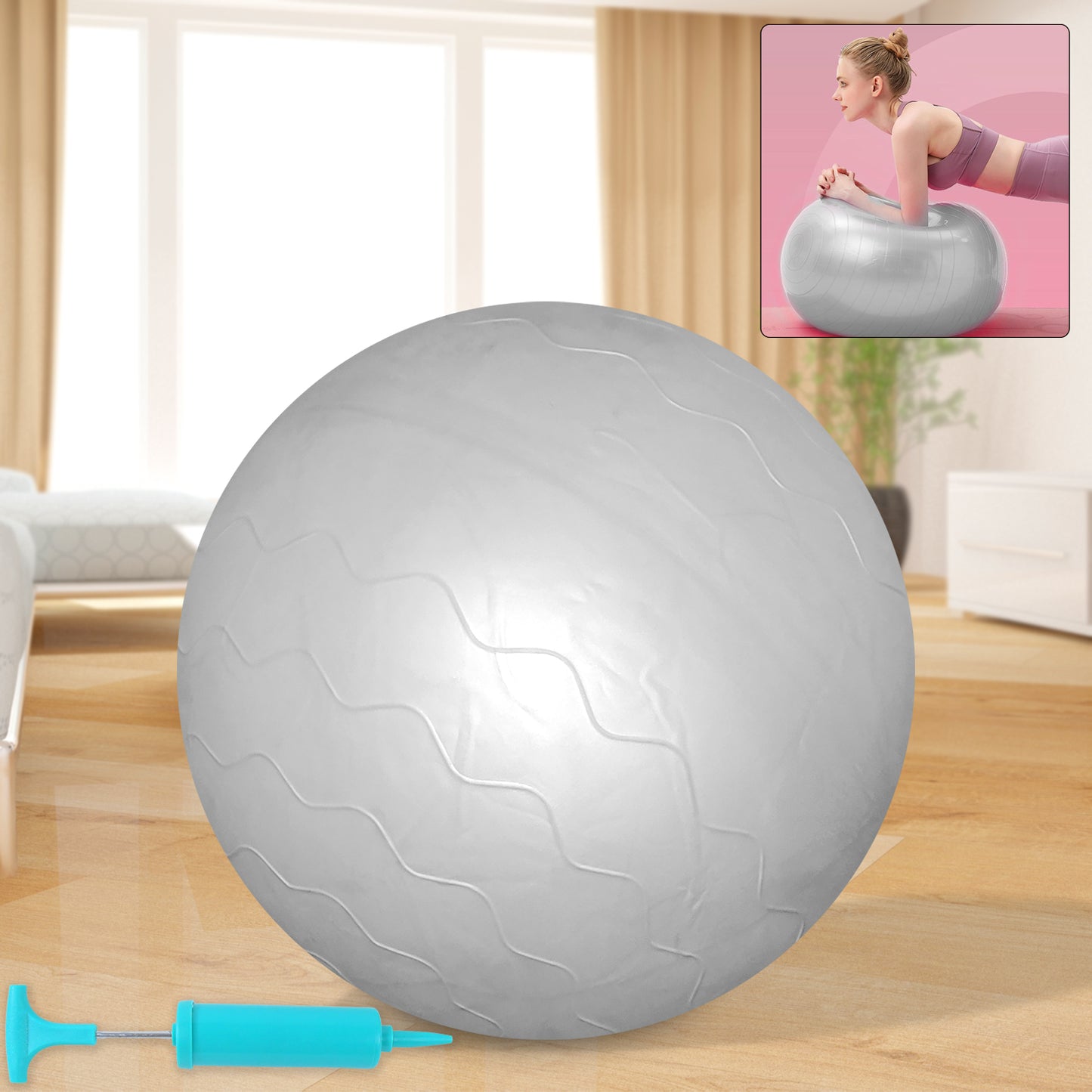 Heavy Duty Anti-Burst Gym Ball with Foot Pump – Stability & Exercise Ball for Home Workout