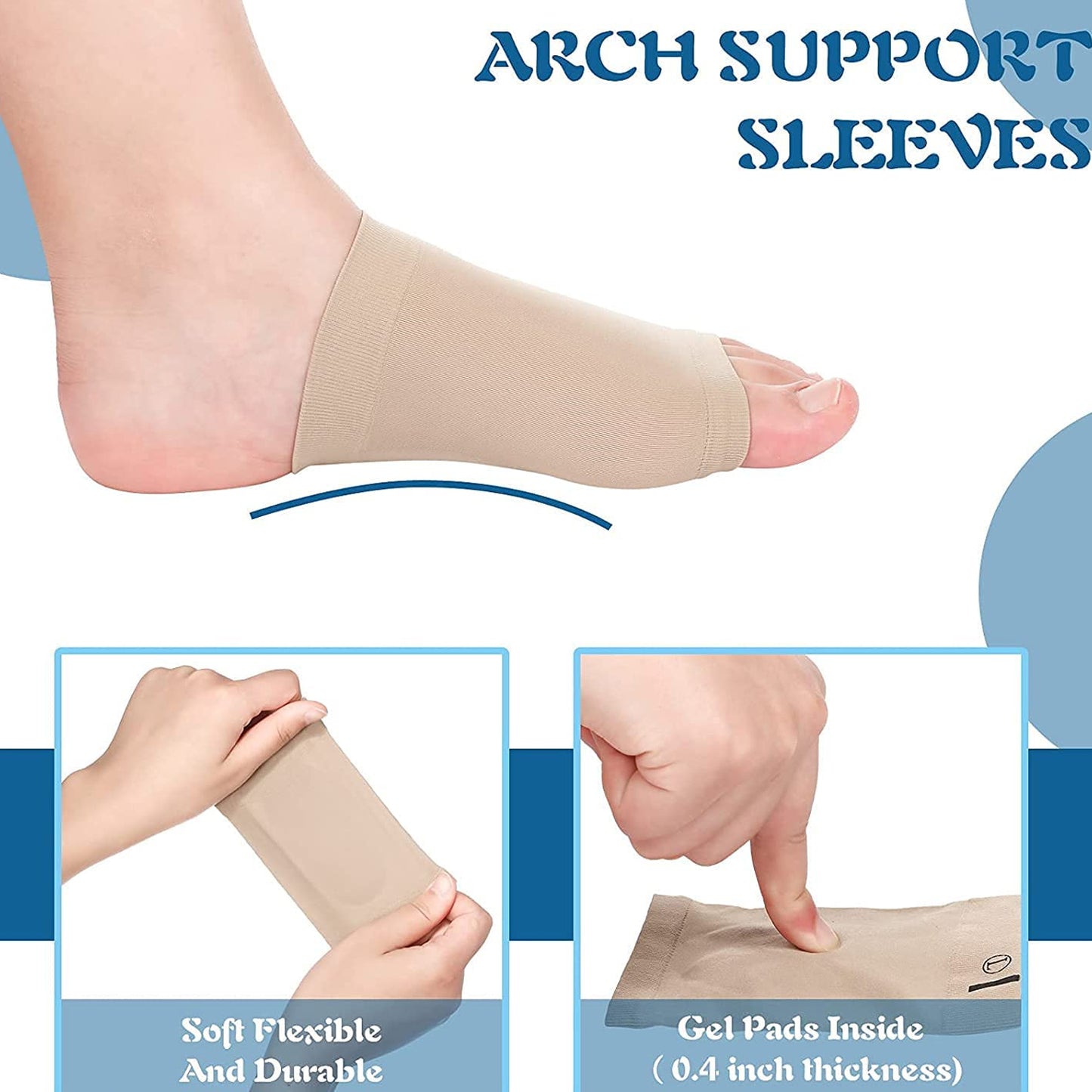 Foot Arch Support Sleeve with Cushion – Pain Relief for Flat Feet & Plantar Fasciitis (1 Pair)