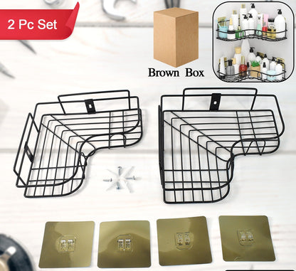 Metal Corner Shower Shelf – No-Drill Bathroom Storage Rack (2 Pc Set)