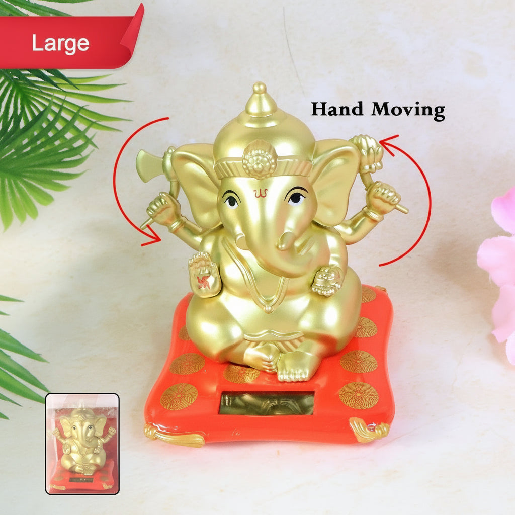 Solar-Powered Dancing Ganesha Idol – Premium Decorative Showpiece (1 Pc)