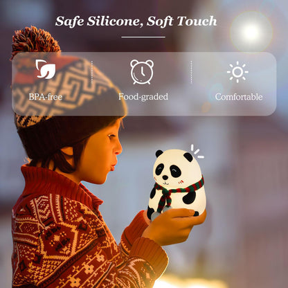 Panda 7-Color LED Silicone Touch Night Lamp (USB Rechargeable)