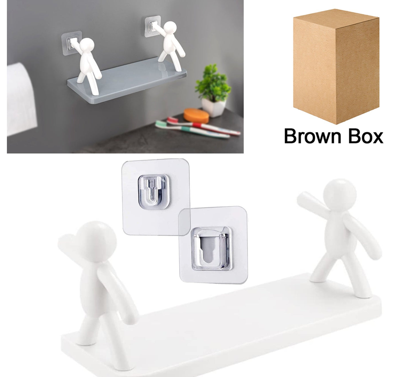 Cute Floating Wall Shelf with Adhesive Mount – Decorative Mini Storage Rack