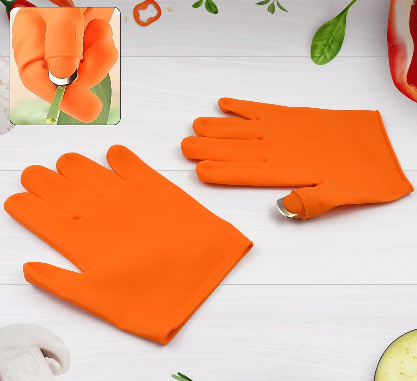Silicone Thumb Knife Gloves for Vegetable Cutting & Harvesting (1 Pair)