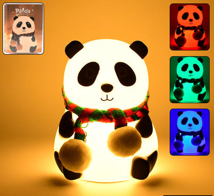 Panda 7-Color LED Silicone Touch Night Lamp (USB Rechargeable)