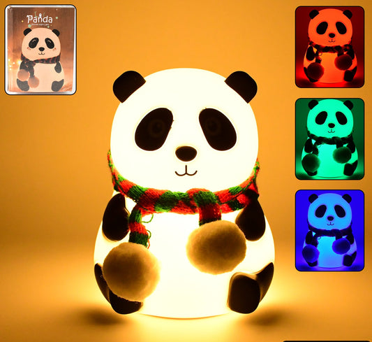 Panda 7-Color LED Silicone Touch Night Lamp (USB Rechargeable)